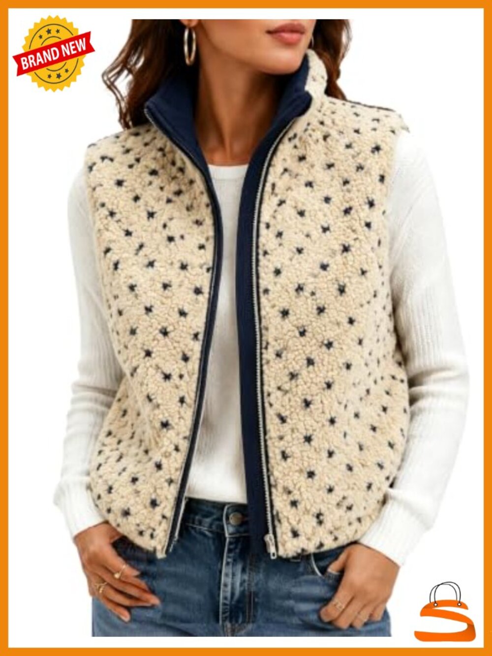 Sherpa Fleece Vest Women's Sleeveless Zip-Up Jacket with Pockets Casual